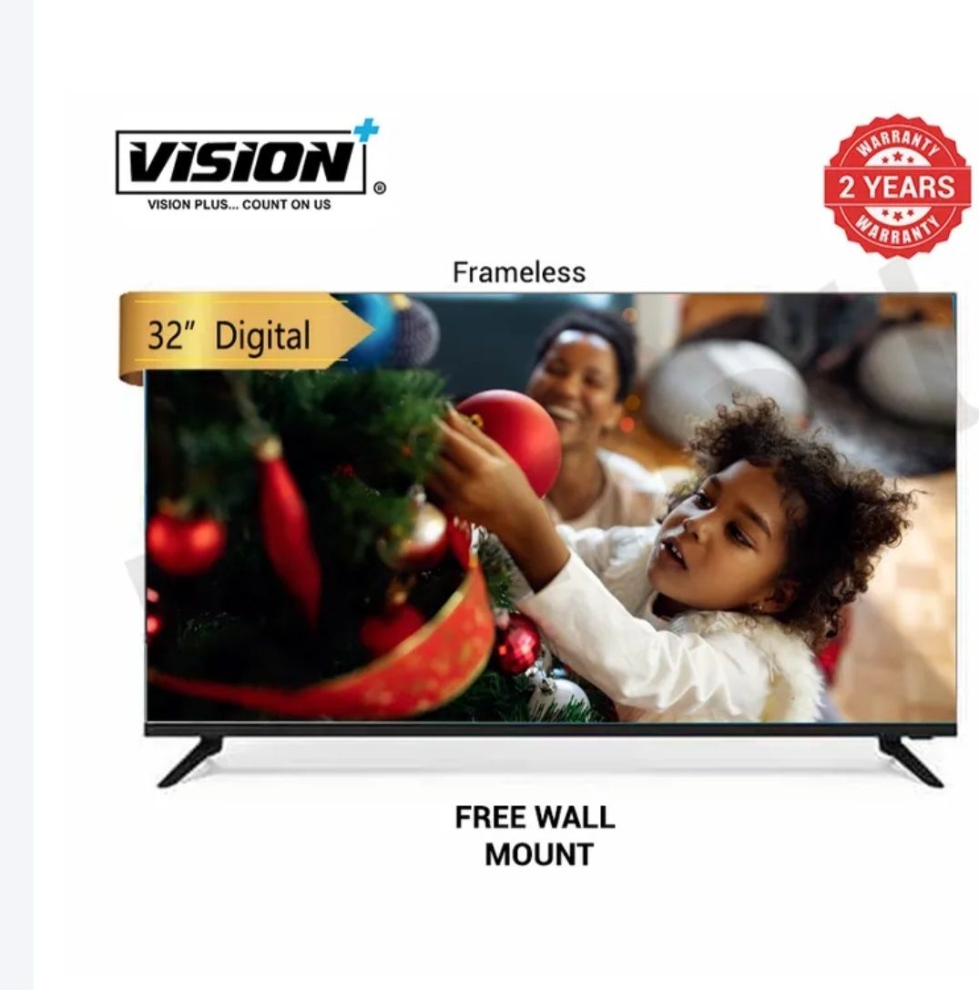 Vision Plus VP8832DF 32 inch FRAMELESS DVB T2/S2 Digital HD LED TV, In-built Decoder, Free to air Channels