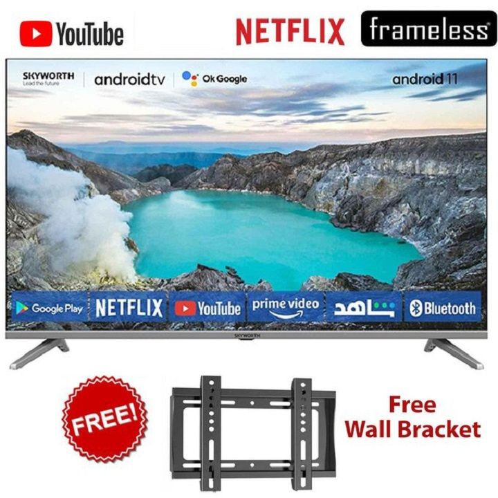 Skyworth 32E Series,32 inch FRAMELESS BLUETOOTH SmartAndroid TV INBUILT DECODER WIFI Netflix,Youtube,GooglePlay,PrimeVideo,Chromecast screen DOLBY AUDIO+FREE WALL BRACKET