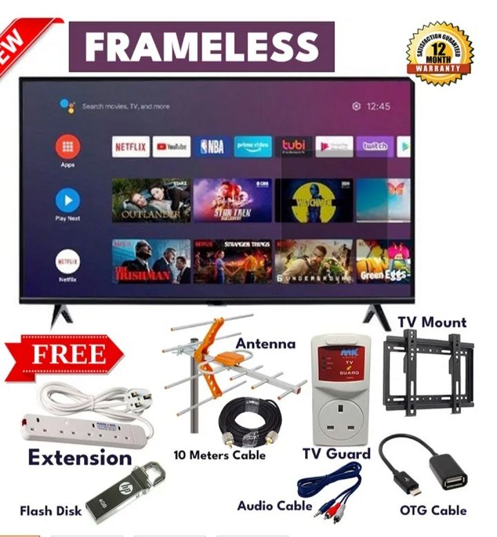 VITRON HTC 4388FS 43" INCH BLUETOOTH FRAMELESS FHD SMART TV ANDROID TELEVISION NETFLIX YOUTUBE  43 INCH ,WITH BUILT-IN WIFI, APP STORE 1GB-RAM 8GB-ROM 2*USB PORTS,3*HDMI PORTS+ 7 FREE GIFTS