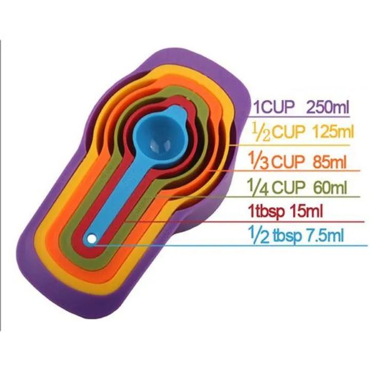 6pcs Colorful Measuring Cups + 12-Hole Non-Stick Carbon Steel Cupcake Tray Bakeware Pastry Muffin Baking Oven Tray Pan Kitchen Tools