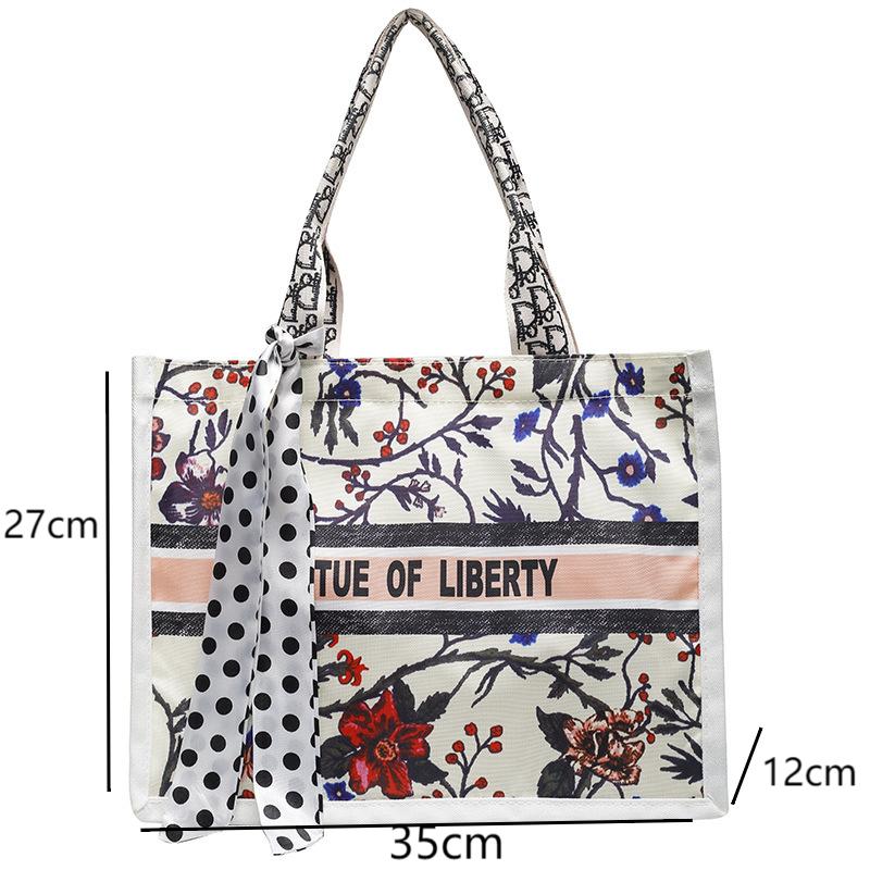 Printed Canvas Shoulder Large Capacity Women's Bag Commuting Leisure Shopping Student Tote Bag