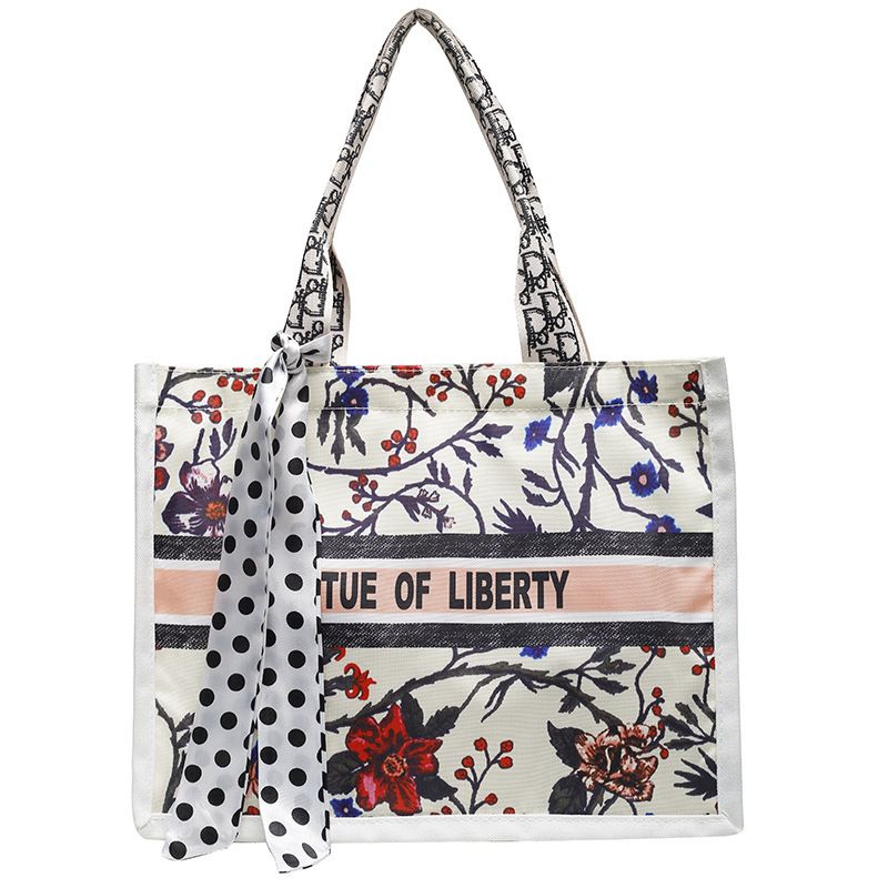 Printed Canvas Shoulder Large Capacity Women's Bag Commuting Leisure Shopping Student Tote Bag