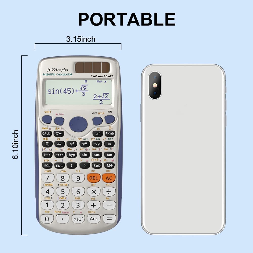 417 Functions Scientific Calculator 12-Digit LCD Display With Erasable Writing Tablet Professional Portable Foldable Calculator For Home School Meeting And Study