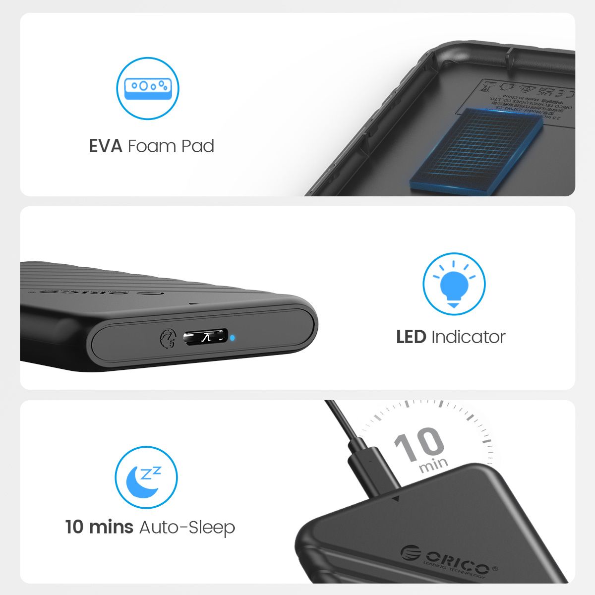 ORICO 2.5" USB3.0 HDD Case USB3.0 to SATA 5Gbps External Hard Drive Enclosure Support for 6TB 2.5inch SSD HDD Hard Disk Box