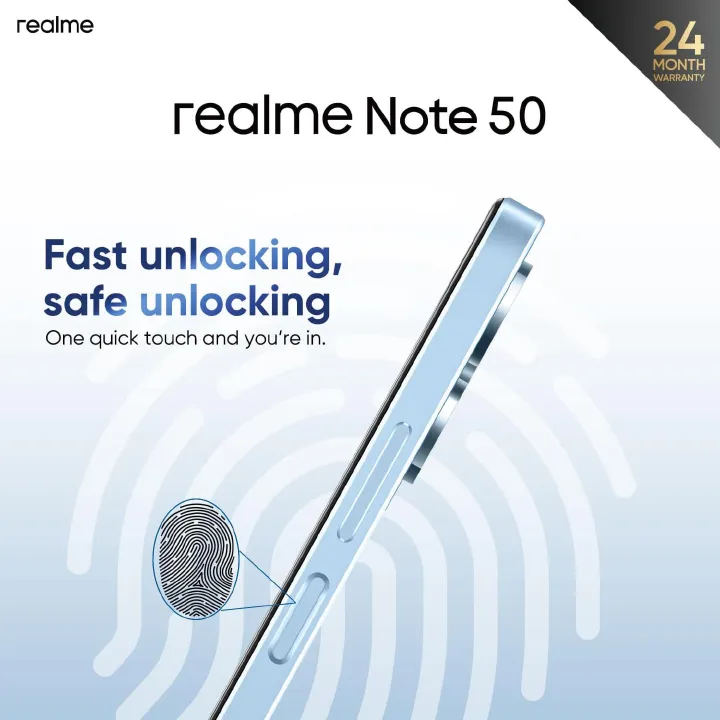 Brand New Realme Note 50 90Hz 6.74" 128GB ROM + 8(4+4)GB RAM 5000mAh 13MP Al Camera Unisoc Tiger T612 Type-C 3-Card Slot Smart Phones Side Fingerprint phone