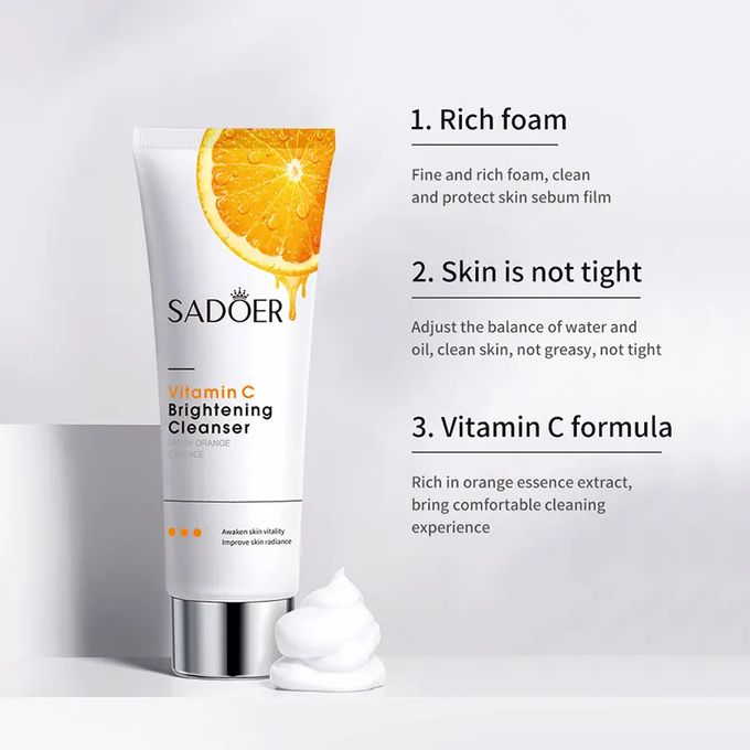 3 in 1 Vitamin C Serum + Vitamin C Cleanser + SPF 60++ Sunscreen for Brightened Face, Moisturizing, Anti Aging, Anti Wrinkles, Anti Acne,  Dark Spots Remover, Sunscreen Protector