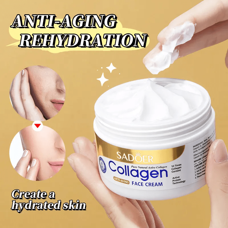 3 Pieces, Collagen Serum + Vitamin C Face Brightening Essence + Collagen Cream ,For Face Brightening, Anti Wrinkles, Anti Aging, Moisturizing, Fade Dark Marks and Collagen Replenish