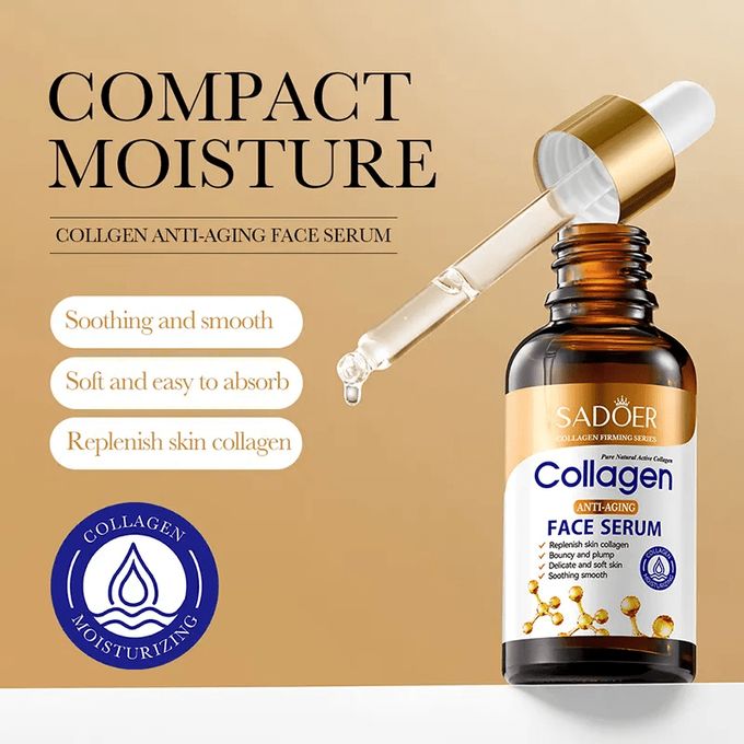 Collagen Serum, Deep Repair Anti-aging , Anti-Wrinkles Face Serum, Fades Dark Marks, Moisturize, Skin Tightening, Can Combine with Vitamin C, Fades Freckles (Sun Burn), Shrink Pores and Brighten