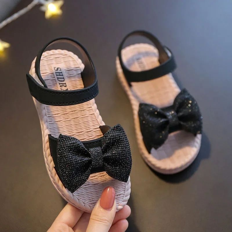 sandalias 2024 Summer's Princess Child Sandals Bow Tie Girls' Shoes Fashion Casual Non Slip Kids Shoes Beach Shoes zapatos niña