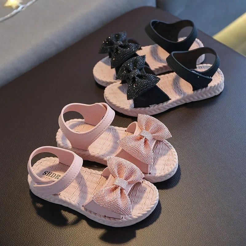 sandalias 2024 Summer's Princess Child Sandals Bow Tie Girls' Shoes Fashion Casual Non Slip Kids Shoes Beach Shoes zapatos niña