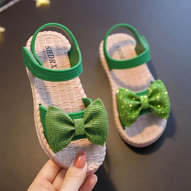 sandalias 2024 Summer's Princess Child Sandals Bow Tie Girls' Shoes Fashion Casual Non Slip Kids Shoes Beach Shoes zapatos niña