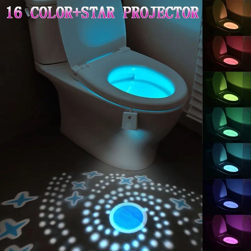 Toilet Light, Toilet Night Lights with Star Projector and Motion Sensor 16 Colors Changing,Toilet Bowl Seat LED Night light