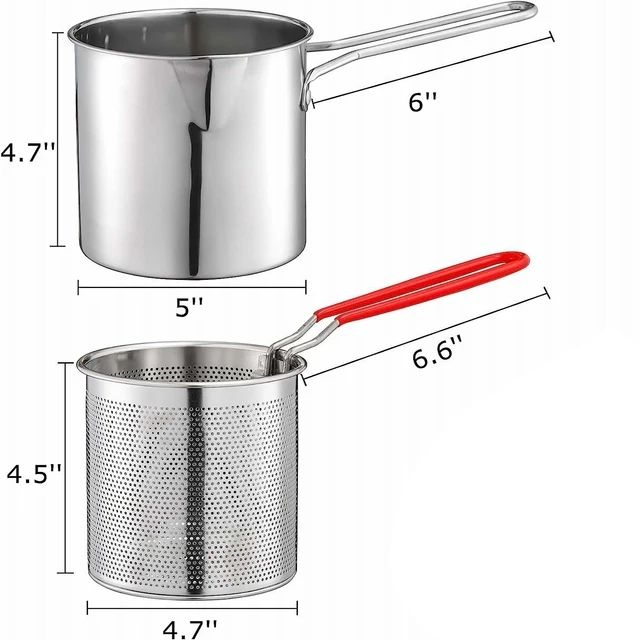 Kitchen Deep Frying Pot 304 Stainless Steel Kitchen Fryer With Strainer Tempura Fryer Pan Chicken Fried Chicken Cooking Tools