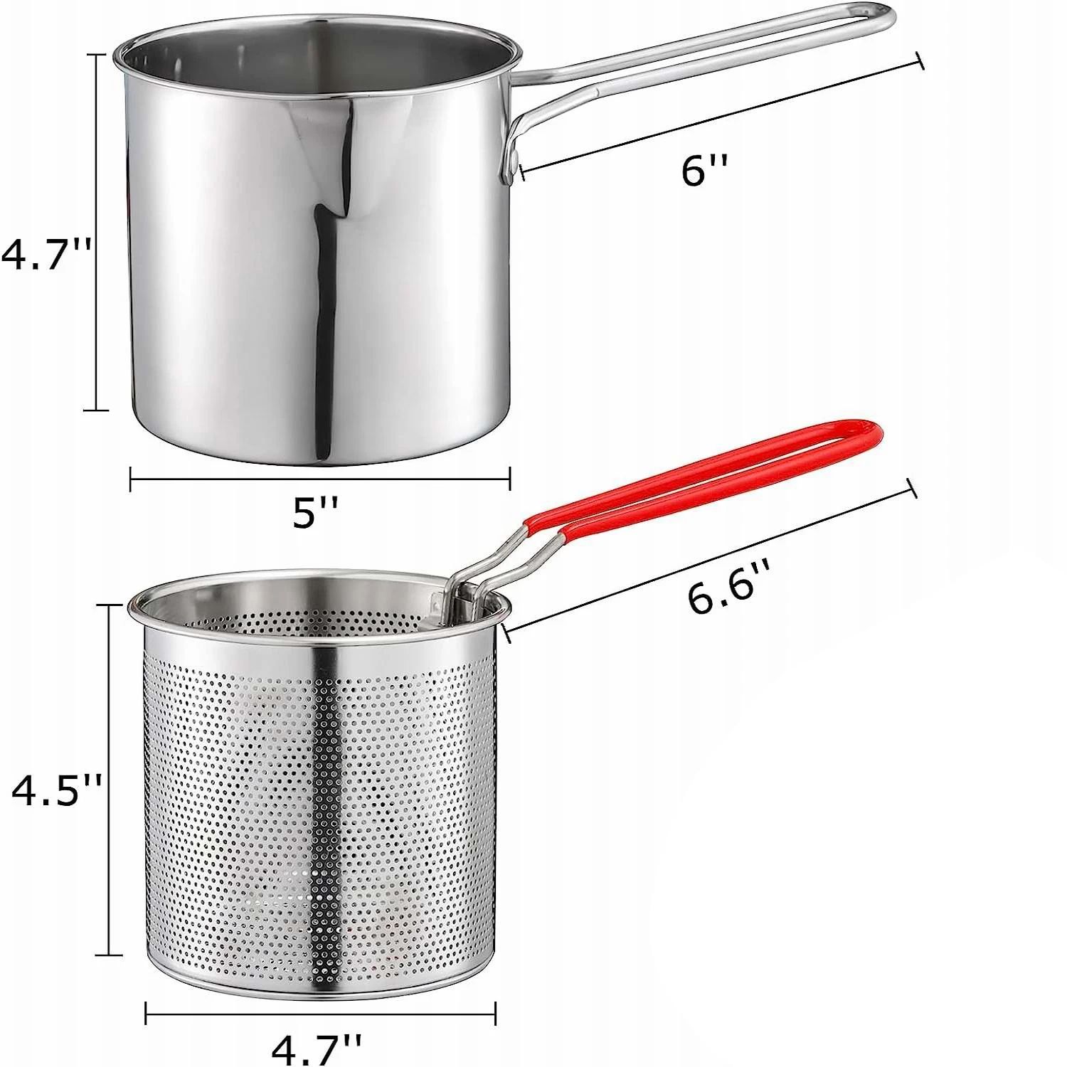 Kitchen Deep Frying Pot 304 Stainless Steel Kitchen Fryer With Strainer Tempura Fryer Pan Chicken Fried Chicken Cooking Tools