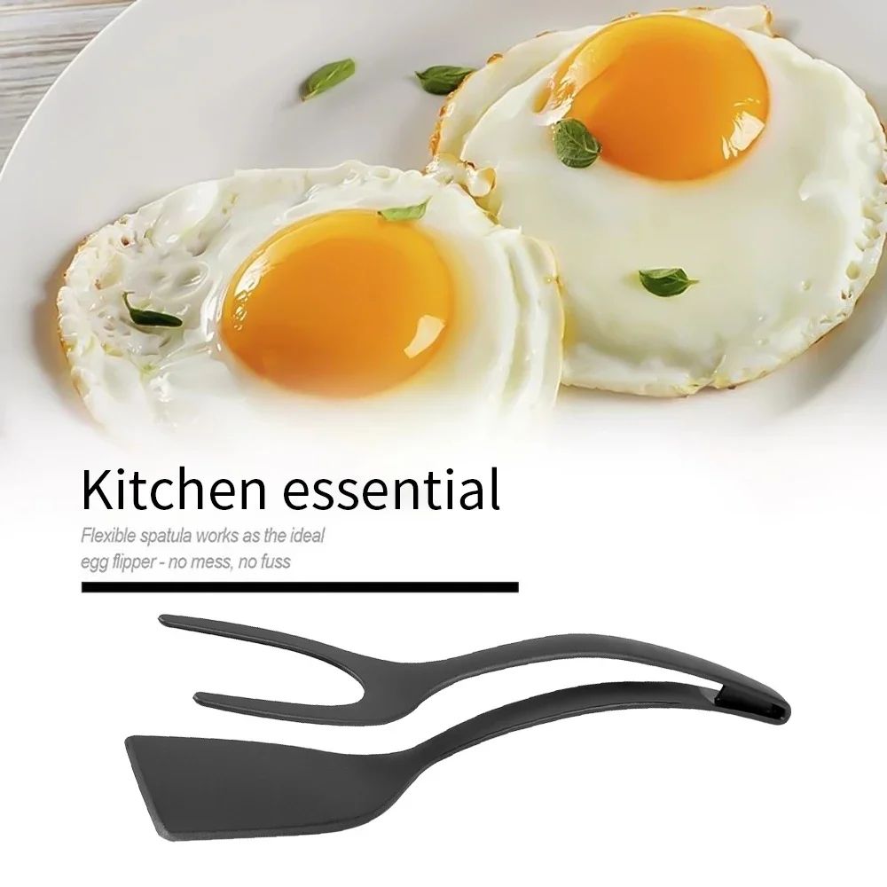 2 In 1 Nylon Grip Flip Tongs Egg Spatula Tongs Cooking Utensils Steak Spatula Tongs Clamp Pancake Fried Turners Kitchen Accessories