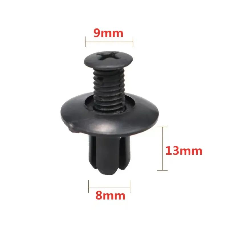 50/100pcs 8mm Plastic Rivets Fasteners Screw Car Bumper Fender Black Rivet Car Fastener Clips for Toyota Focus Kia Nissan Yamaha