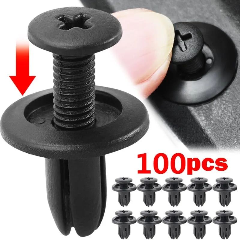 50/100pcs 8mm Plastic Rivets Fasteners Screw Car Bumper Fender Black Rivet Car Fastener Clips for Toyota Focus Kia Nissan Yamaha