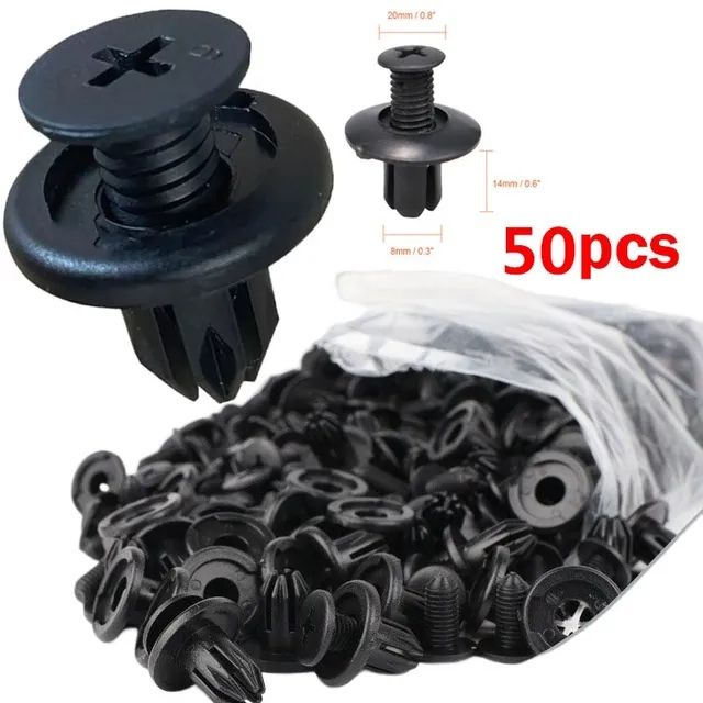 50/100pcs 8mm Plastic Rivets Fasteners Screw Car Bumper Fender Black Rivet Car Fastener Clips for Toyota Focus Kia Nissan Yamaha