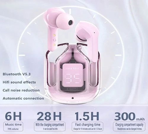 Air31 Wireless Bluetooth Earphone 5.3 Headset BT call TWS Headphones ENC Headphones LED Power Digital Display Stereo Sound Earphones for Sports