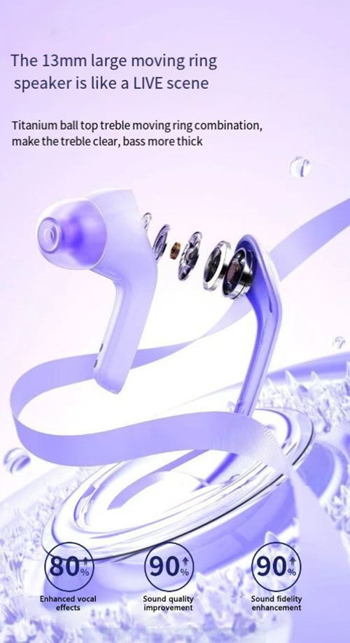 Air39 Wireless Bluetooth Earphone Transparent ENC Noise Reduction Game Headphone Long Battery Life BT call 5.3 Headset With Breathing Lights