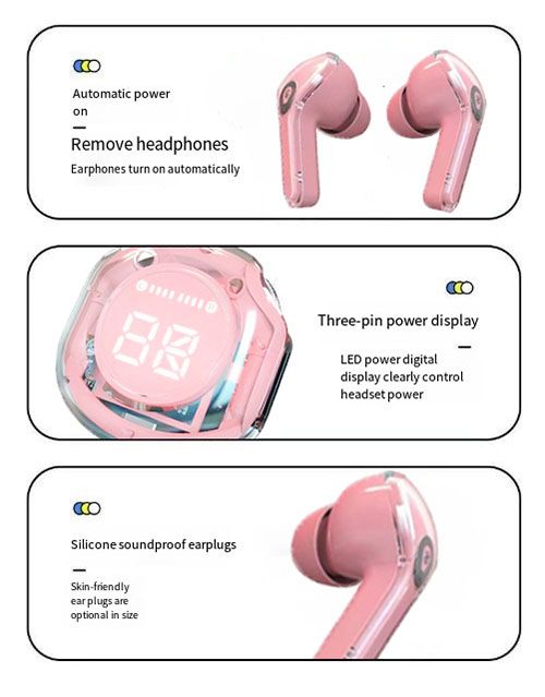 Air39 Wireless Bluetooth Earphone Transparent ENC Noise Reduction Game Headphone Long Battery Life BT call 5.3 Headset With Breathing Lights