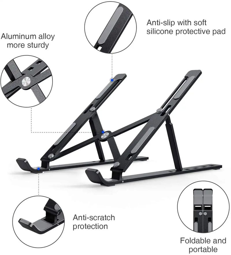 Portable Laptop Stand Aluminium alloy/ABS Foldable Notebook Support Base Holder  6-hole/10-hole height adjustable for Laptop & Tablet Accessories