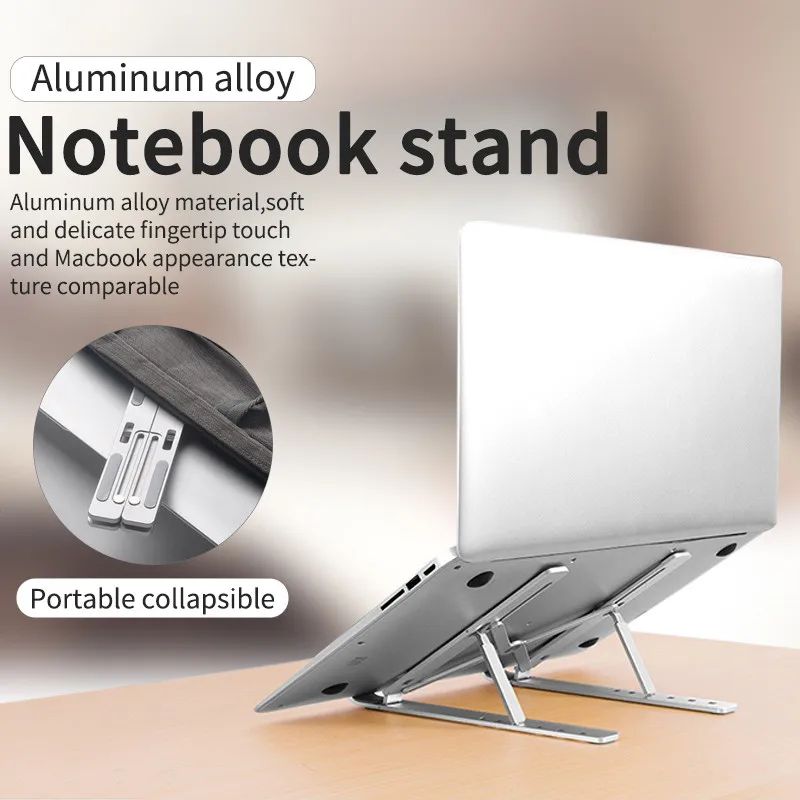 Portable Laptop Stand Aluminium alloy/ABS Foldable Notebook Support Base Holder  6-hole/10-hole height adjustable for Laptop & Tablet Accessories