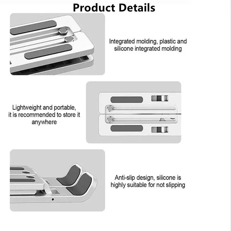 Portable Laptop Stand Aluminium alloy/ABS Foldable Notebook Support Base Holder  6-hole/10-hole height adjustable for Laptop & Tablet Accessories