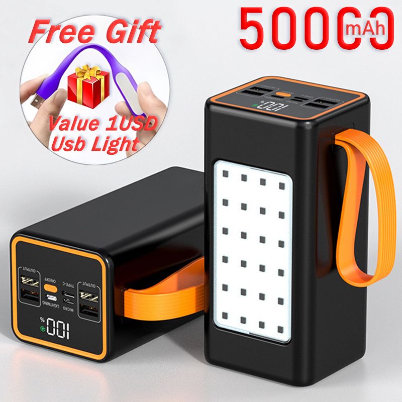 50000mAh powerbank super large capacity power Bank Camping light Power Bank Portable portable power Bank fast charge 22.5W compatible mobile phone brand
