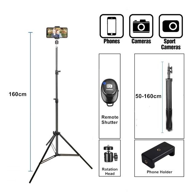 Tripod For Mobile Phone Holder For Gopro Stand Go Pro Camera Photography Selfie Remote Vlogging Kit 1.1m 1.6m 2.1m Smartphone