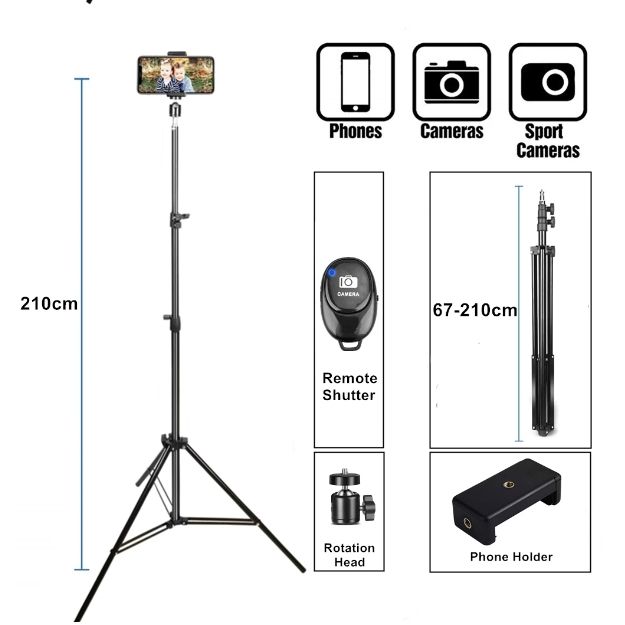 Tripod For Mobile Phone Holder For Gopro Stand Go Pro Camera Photography Selfie Remote Vlogging Kit 1.1m 1.6m 2.1m Smartphone