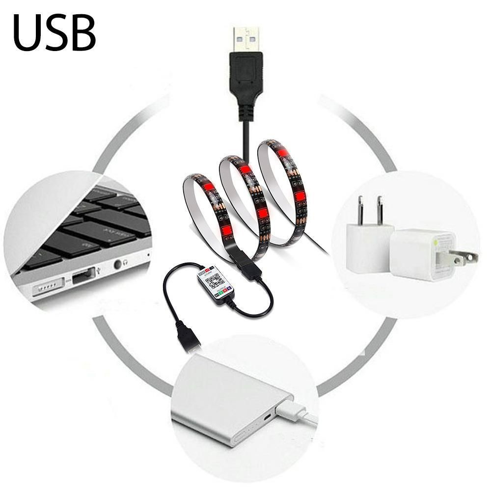 USB LED Strip Lights, TV Backlight, 24 Keys Remote SMD 5050 TV LED Backlight with Color Changing Mobile Bluetooth for Gaming Bedroom Party Kitchen Christmas decration