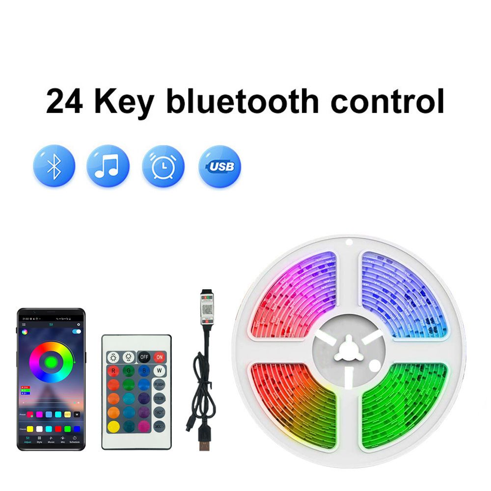 USB LED Strip Lights, TV Backlight, 24 Keys Remote SMD 5050 TV LED Backlight with Color Changing Mobile Bluetooth for Gaming Bedroom Party Kitchen Christmas decration