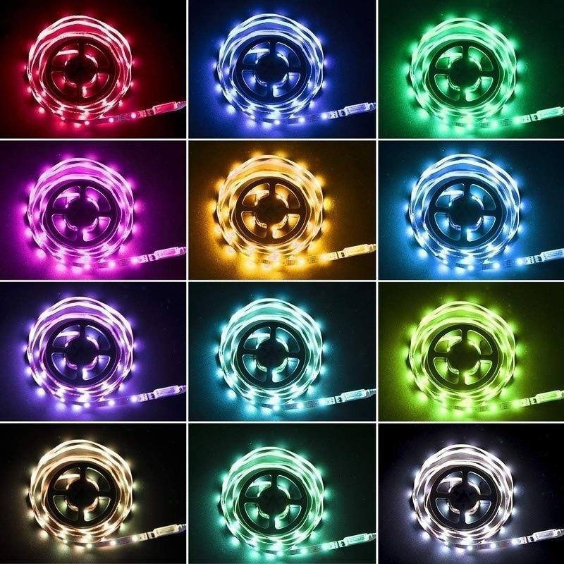 USB LED Strip Lights, TV Backlight, 24 Keys Remote SMD 5050 TV LED Backlight with Color Changing Mobile Bluetooth for Gaming Bedroom Party Kitchen Christmas decration