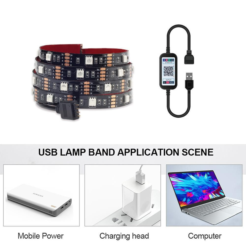 USB LED Strip Lights, TV Backlight, 24 Keys Remote SMD 5050 TV LED Backlight with Color Changing Mobile Bluetooth for Gaming Bedroom Party Kitchen Christmas decration