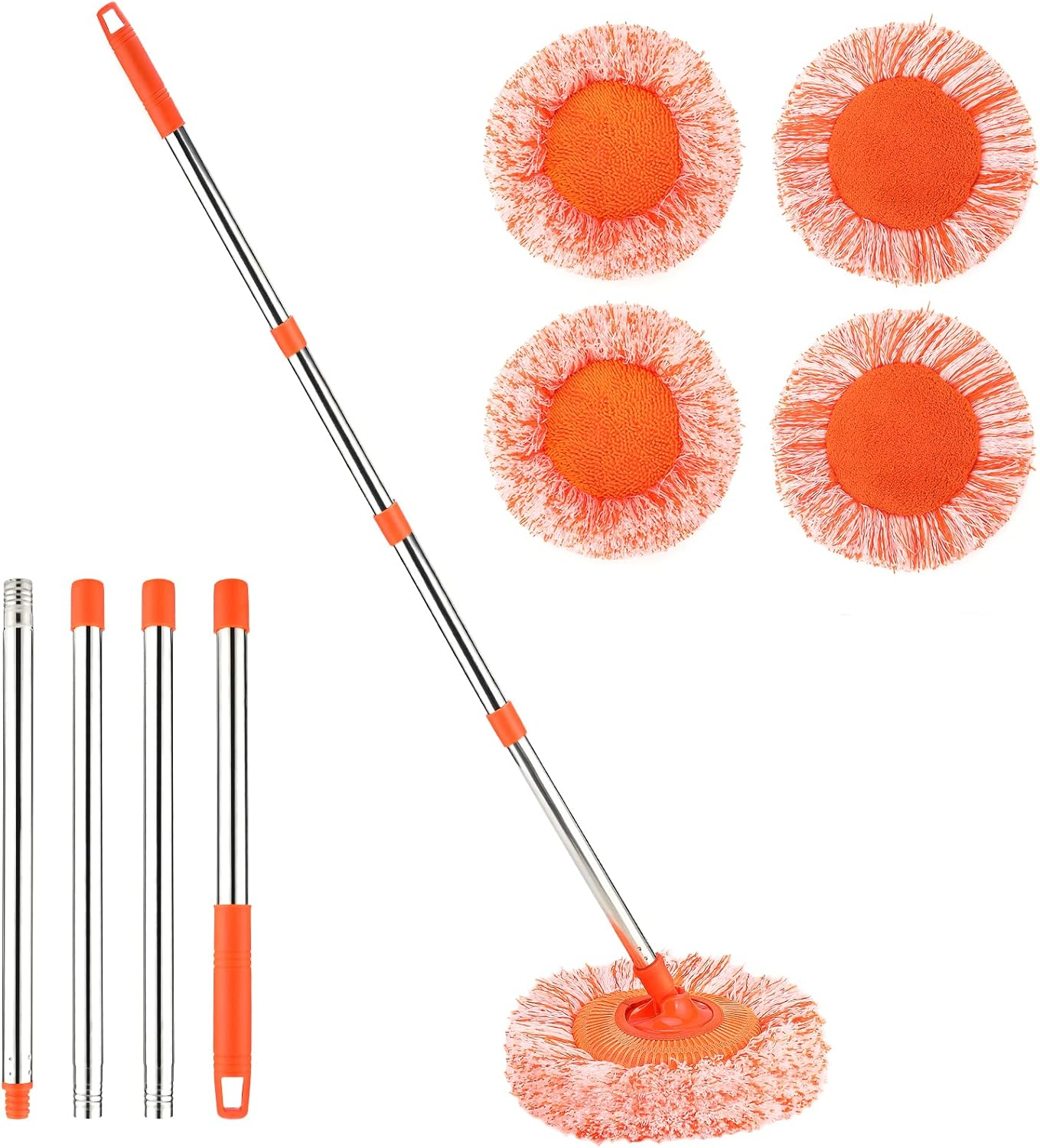 Adjustable and Extendable Sunflower Mop with 4 Reusable Heads