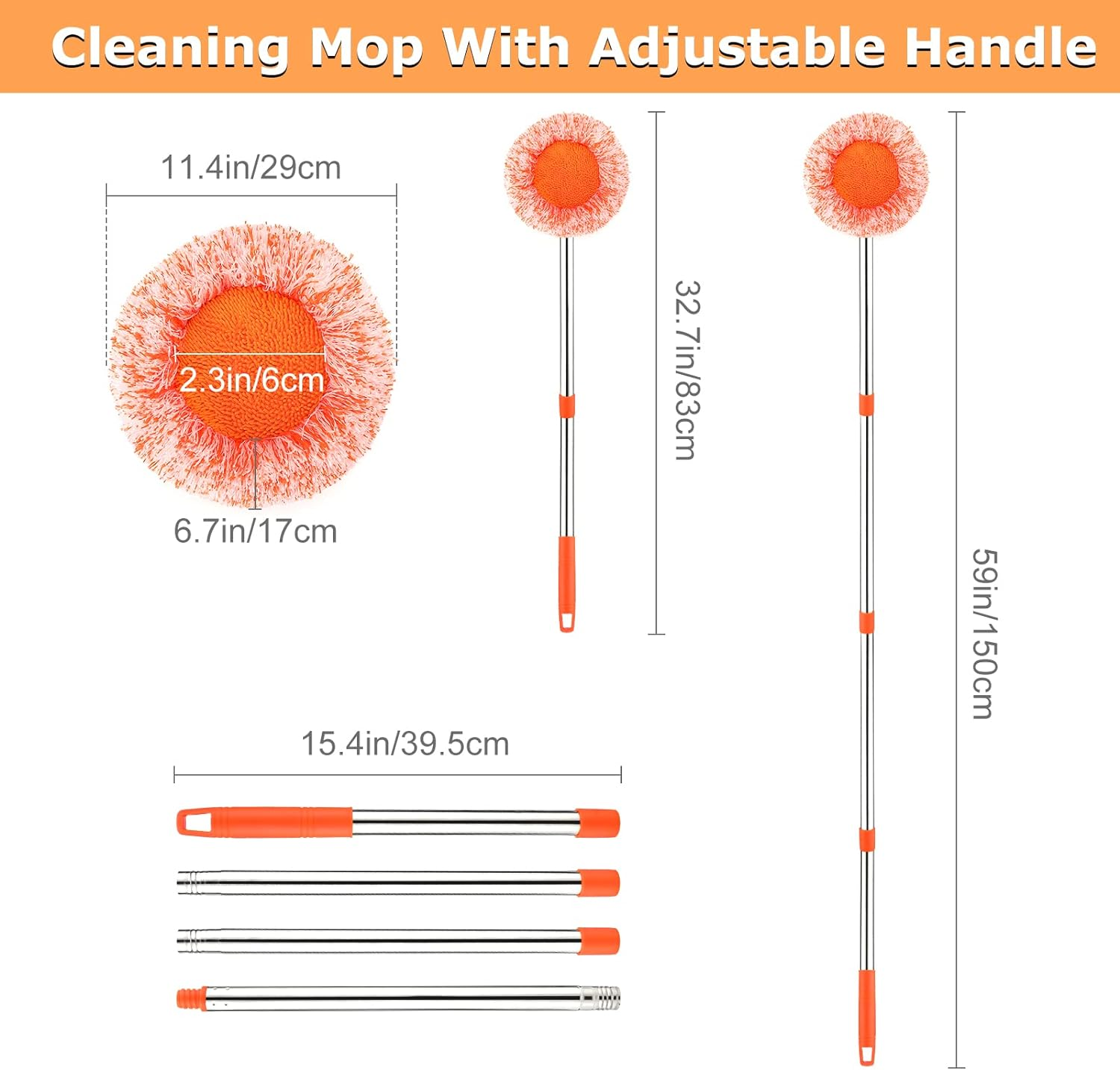 Adjustable and Extendable Sunflower Mop with 4 Reusable Heads