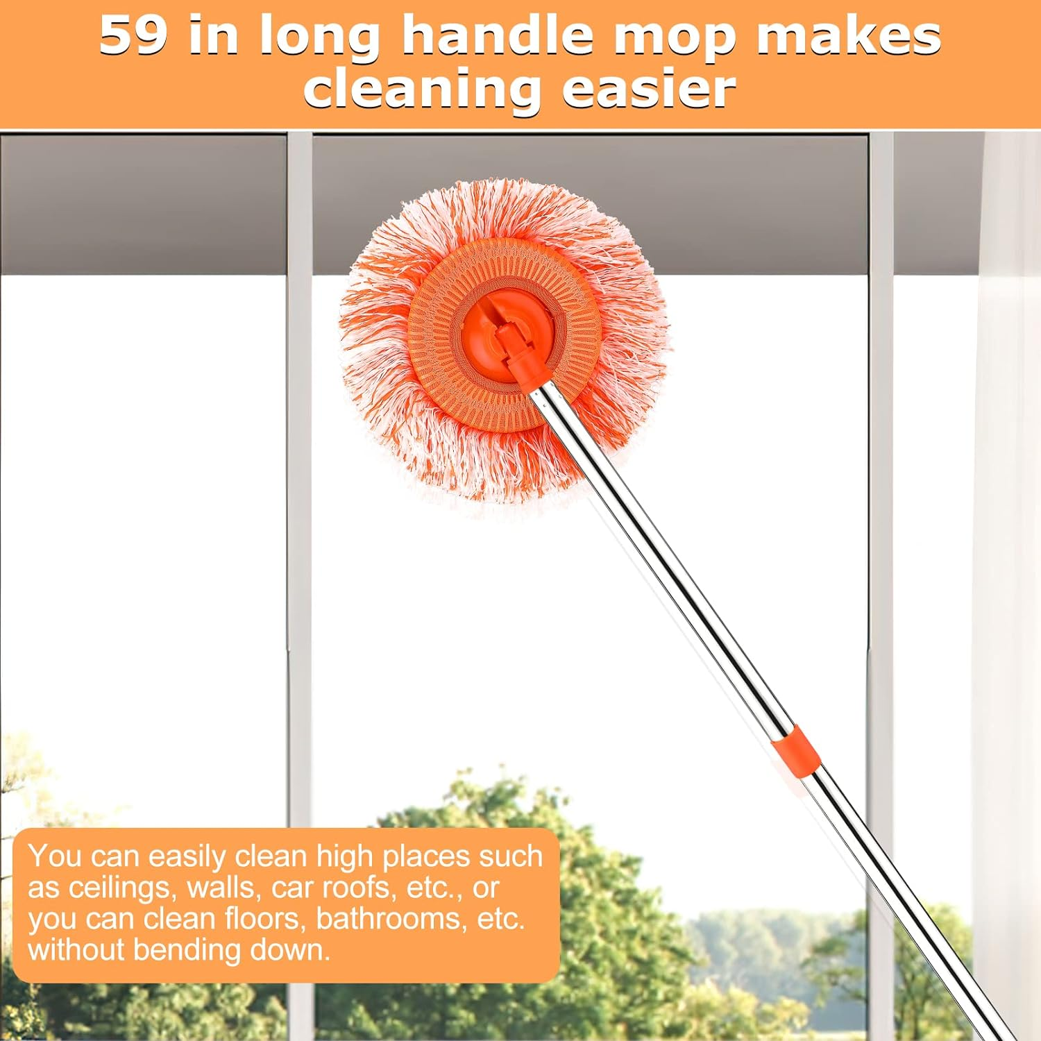 Adjustable and Extendable Sunflower Mop with 4 Reusable Heads