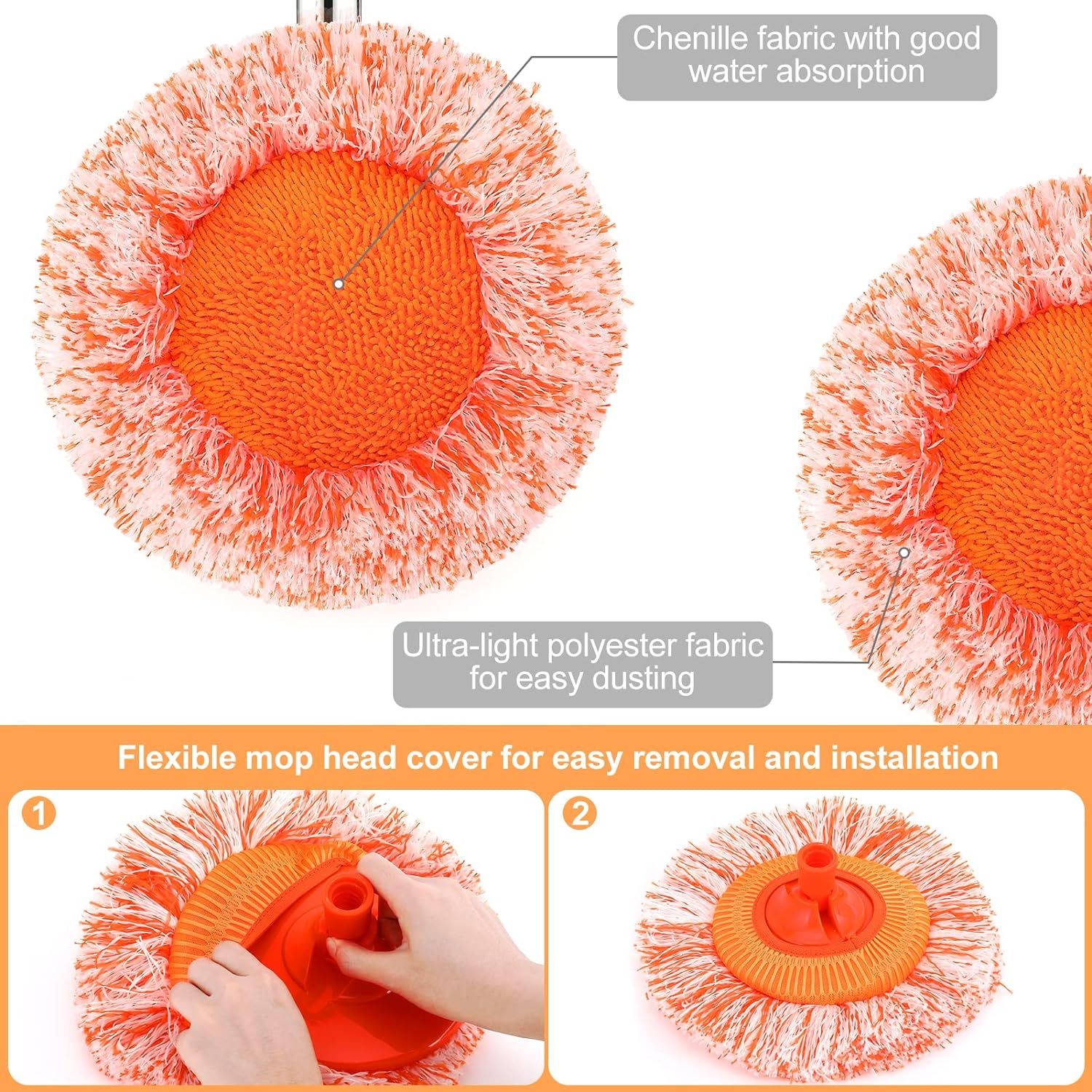 Adjustable and Extendable Sunflower Mop with 4 Reusable Heads