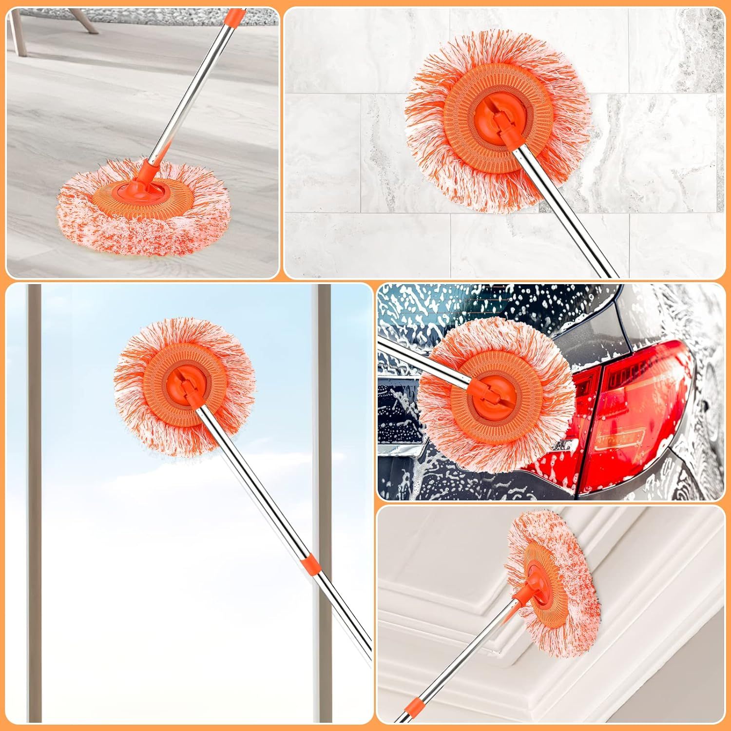 Adjustable and Extendable Sunflower Mop with 4 Reusable Heads