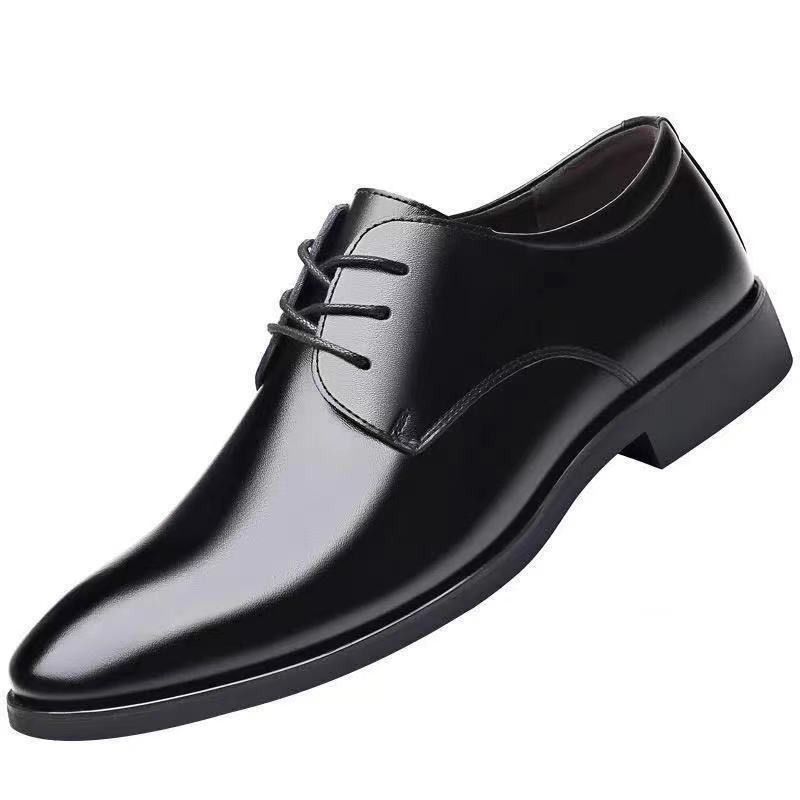 ASSKLO business formal leather shoes for men fashionable and elegant Rubber outsole with raised pointed toe for men lace up leather shoes for weddings groom's leather shoes for leisure