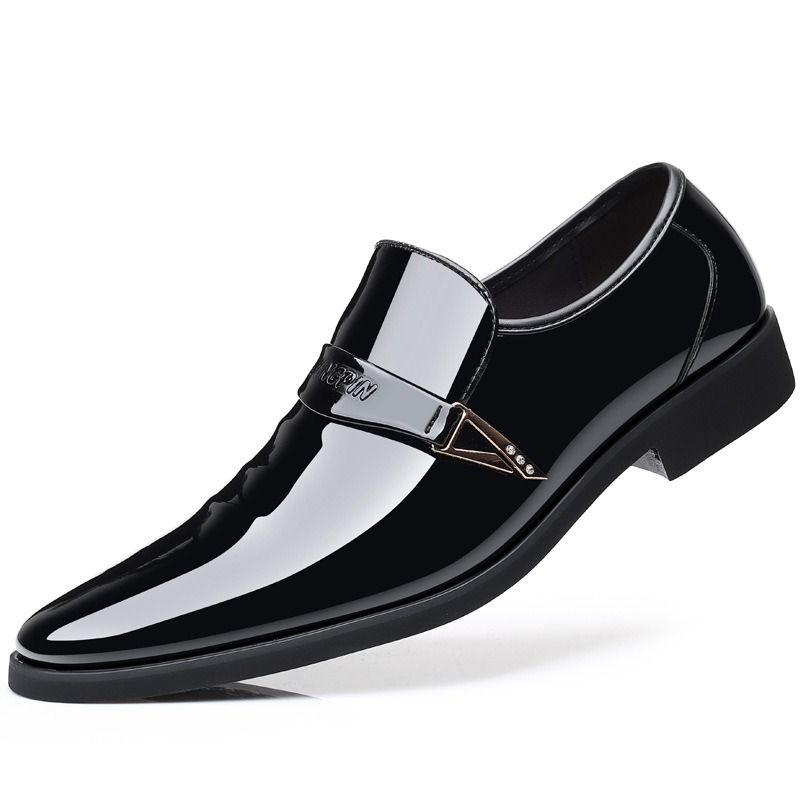 ASSKLO business formal leather shoes exhibition leather shoes increased height breathability odor resistance durability men's casual wedding New groom's leather shoes  pointed shiny leather shoesoy