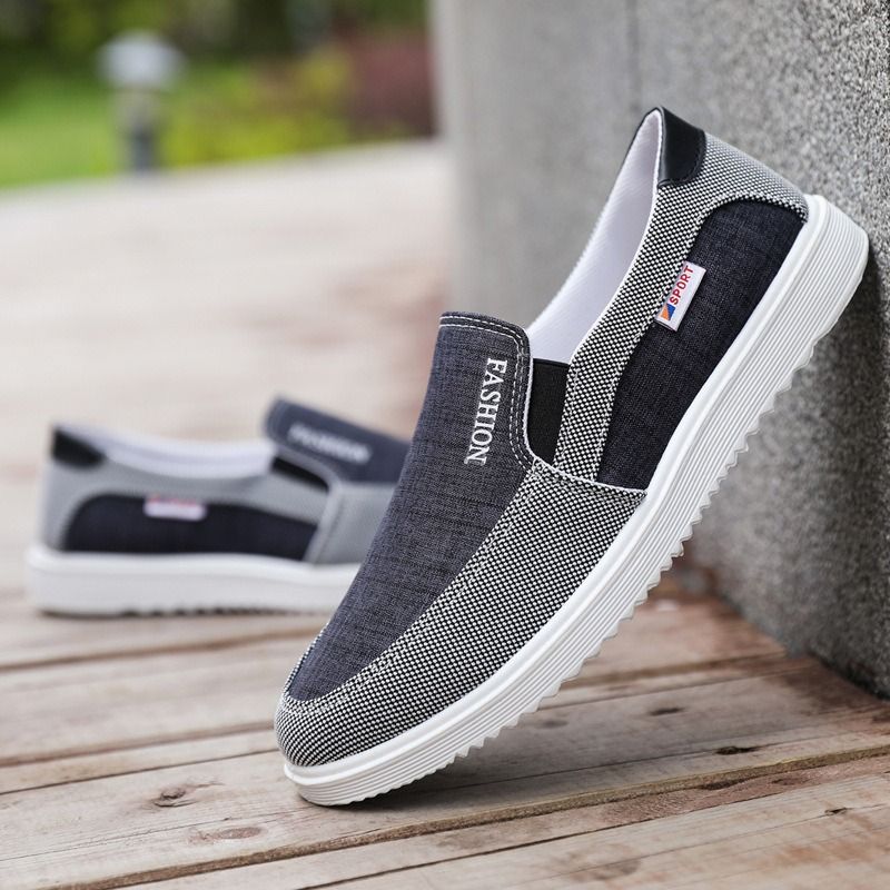 New shoes for men Korean version trendy men's casual shoes fashion versatile board shoes breathable canvas shoes for men flat loafers for male Black,EU43