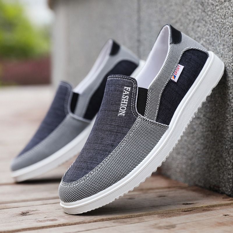 ASSKLO casual men shoes flat shoes men's fashion versatile board shoes breathable canvas shoes for men flat loafers for male