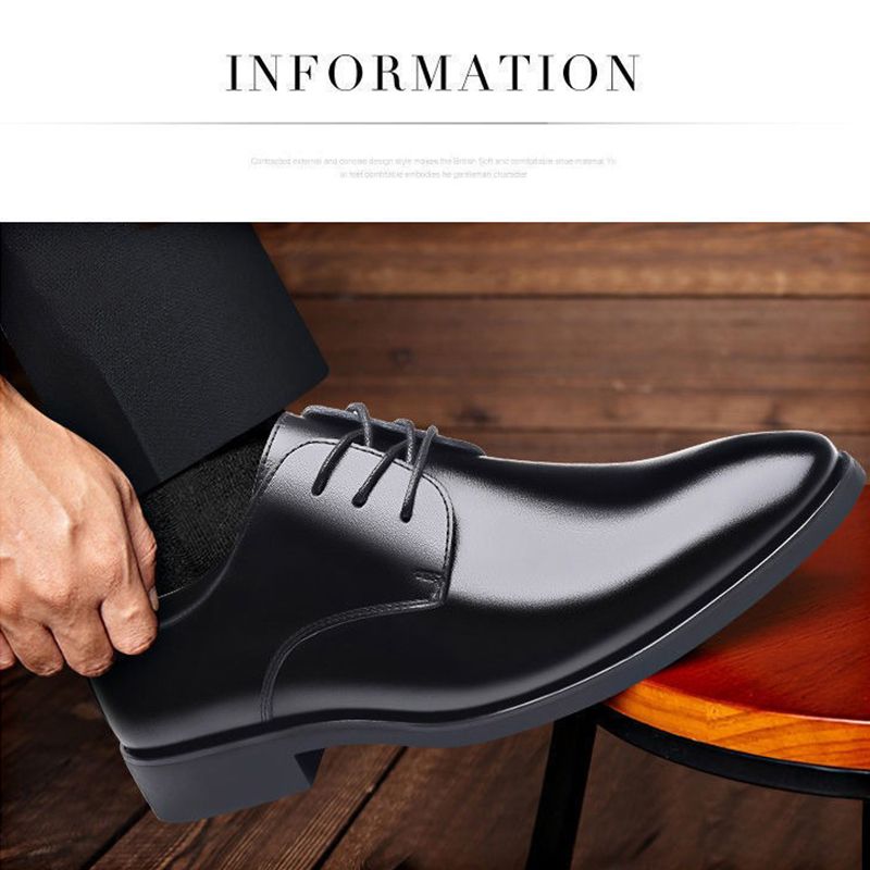 ASSKLO business formal leather shoes for men fashionable and elegant Rubber outsole with raised pointed toe for men lace up leather shoes for weddings groom's leather shoes for leisure