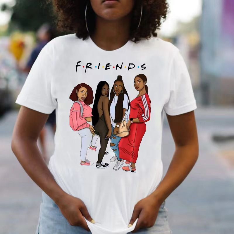 2pcs/set women T-shirt Women Clothes Tops Lady shirt fashion casual Tshirts women top girl print short sleeve personality t-shirt girls t-shirt women's clothes