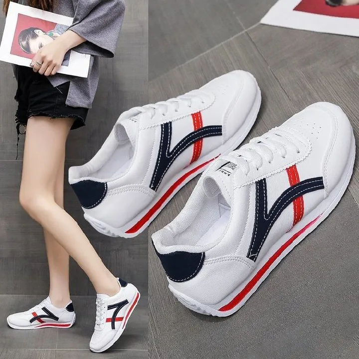ASSKLO New Large Size sports style women's shoes ladies shoes with leather upper girls shoes student white shoes running shoes INS trendy shoes tennis shoe
