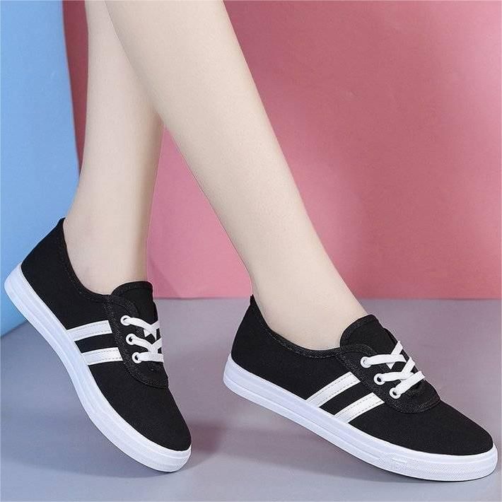 ASSKLO New canvas shoes women's small white cloth shoes board shoes low-top trendy women's flats shoes Versatile