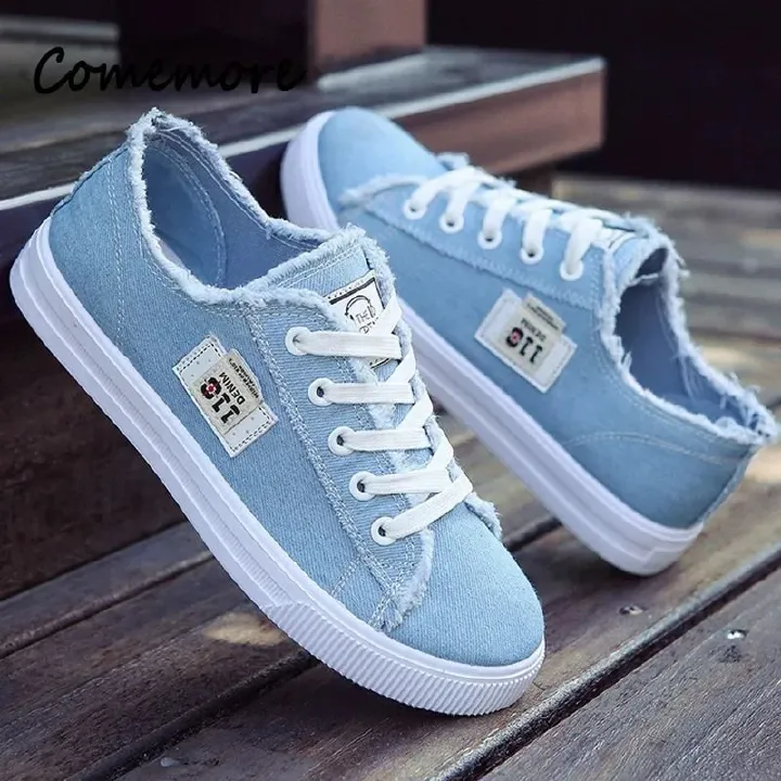 ASSKLO rubber flat shoes canvas shoes sports shoes classic women's shoes ladies shoes slip resistant breathable denim casual shoes women's running shoes student and girl sneakers fashion gifts Walking
