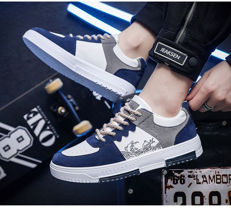 ASSKLO 2025 New Large Size Men's Shoes Breathable Little White Shoes Men's Fashion Versatile Thick Sole Sports and Casual Board Shoes Flat shoes Trendy Shoes